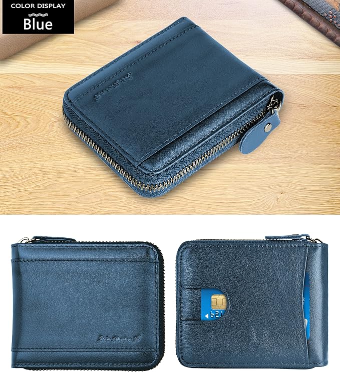 Admetus Mens RFID Blocking Wallets Zipper Leather Wallet for Men Bifold RFID Card Holder - Image 2