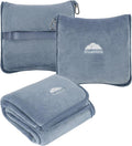 BlueHills Premium Soft Travel Blanket Pillow Combo Airplane Grayish Blue | Airplane Pillow/Blanket, Matching Soft Case, Hand Luggage Belt & Backpack Clip, Long Cruise Throws, Plane Travel Essentials by BlueHills