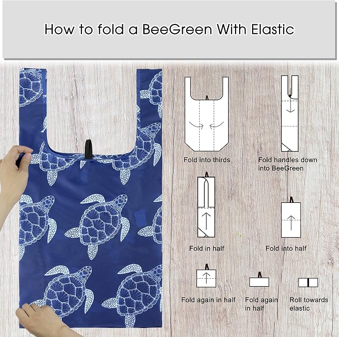 BeeGreen Reusable Grocery Bags Foldable 12 Pack Large Cute Totes - Heavy Duty Washable Holiday Cloth Gifts Bag with Handles, Reusable Gift Bulk Shopping Bags for Groceries for Women Animal Lover​ - Image 7